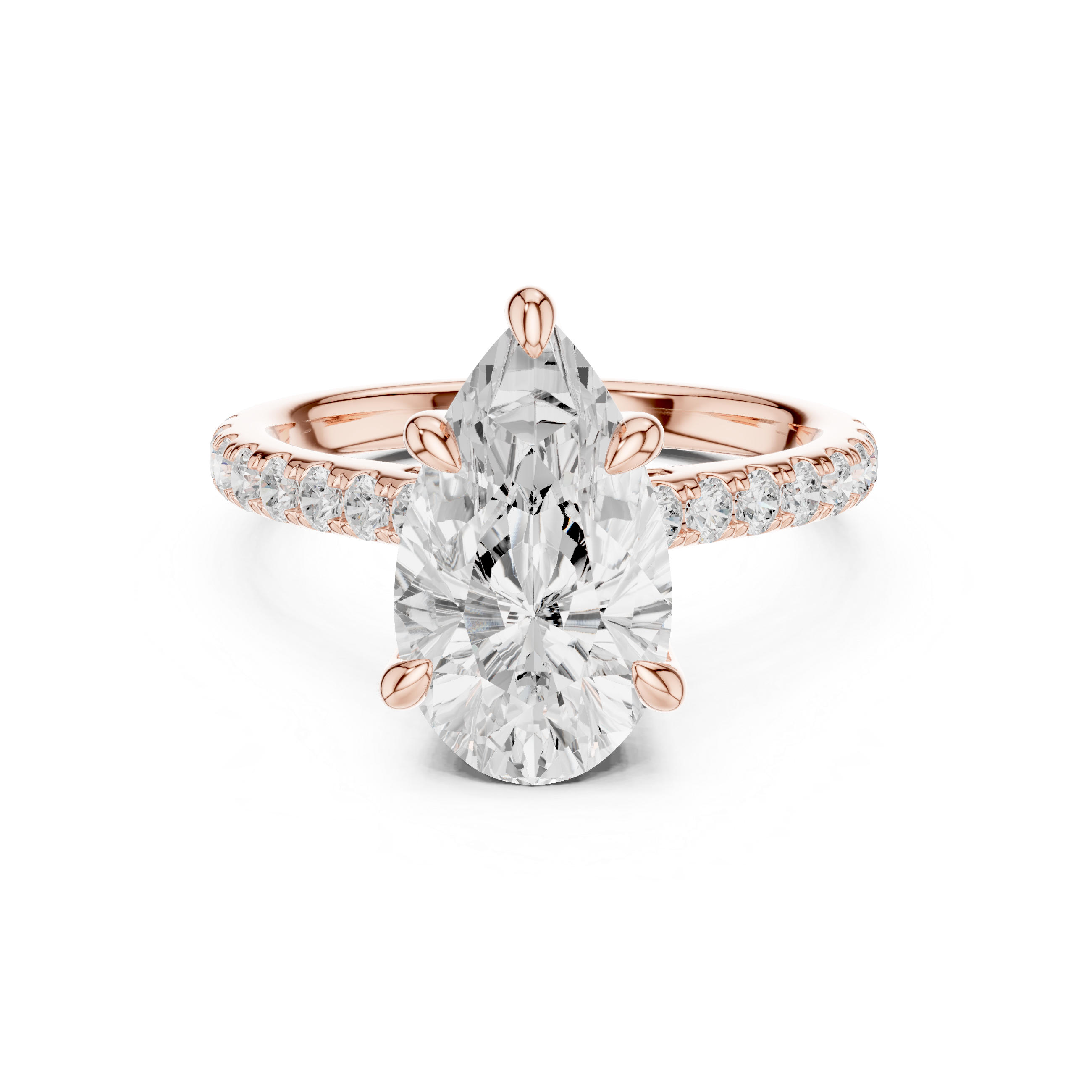 Pear Cut Diamond Pavé Side Stone Engagement Ring with Hidden Accent Gallery
