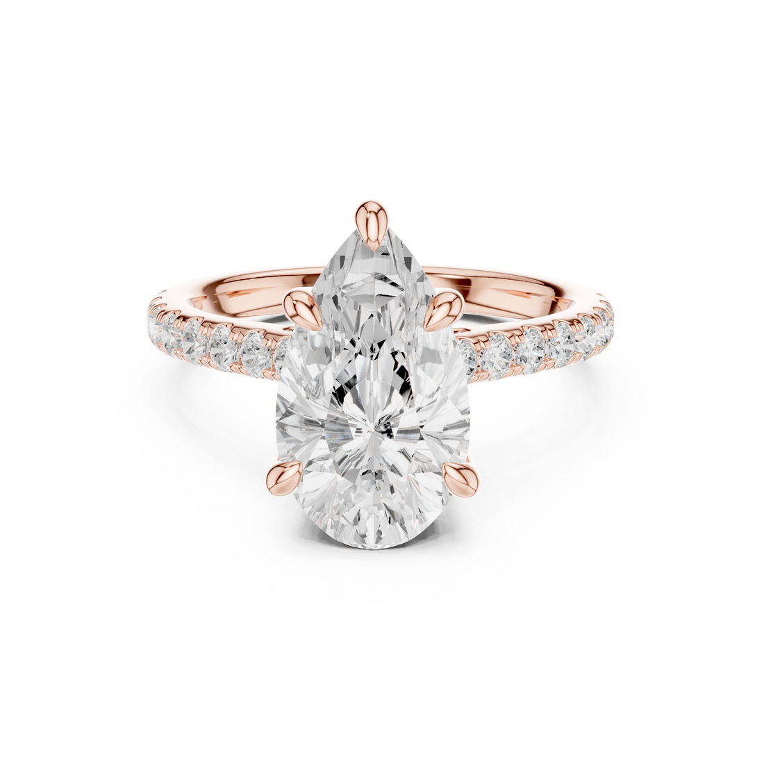 Pear Cut Diamond Pavé Side Stone Engagement Ring with Hidden Accent Gallery