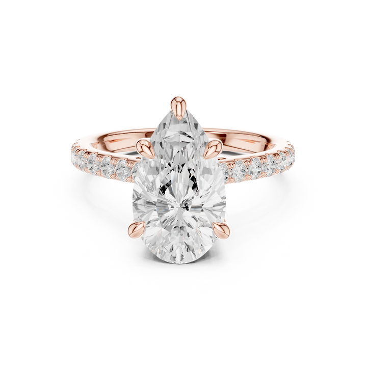 Pear Cut Diamond Pavé Side Stone Engagement Ring with Hidden Accent Gallery