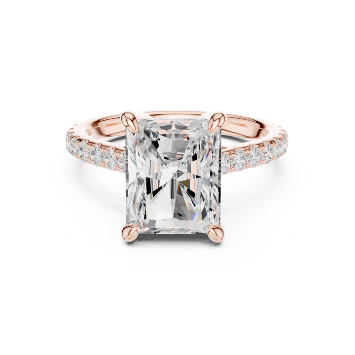 Radiant Cut Diamond Solitaire Ring with Pavé Band