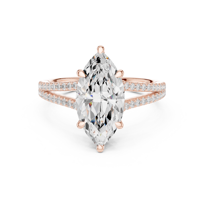 Marquise Cut Diamond Split Shank Pavé Engagement Ring