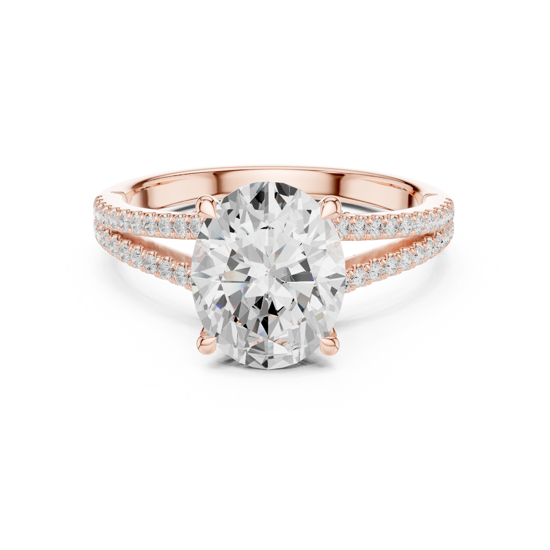 Oval Cut Diamond Split Shank Pavé Engagement Ring Twisted Band