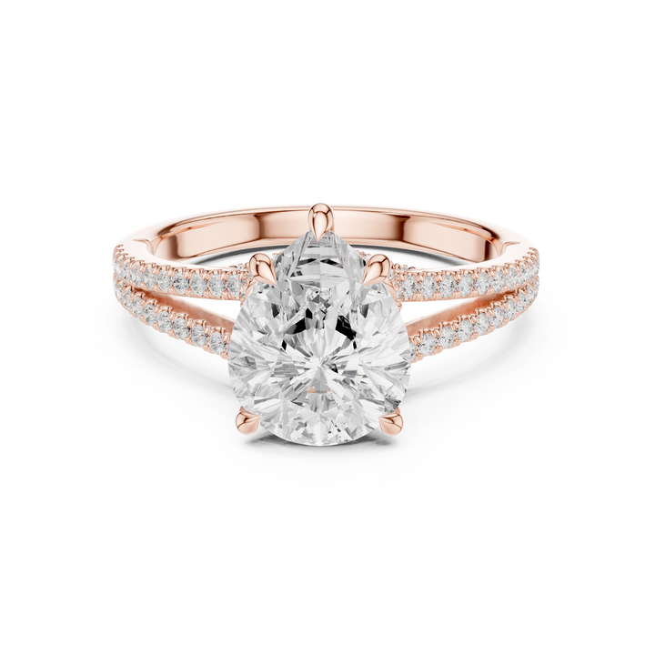 Pear Cut Diamond Engagement Ring with Split Pavé Band Elegance