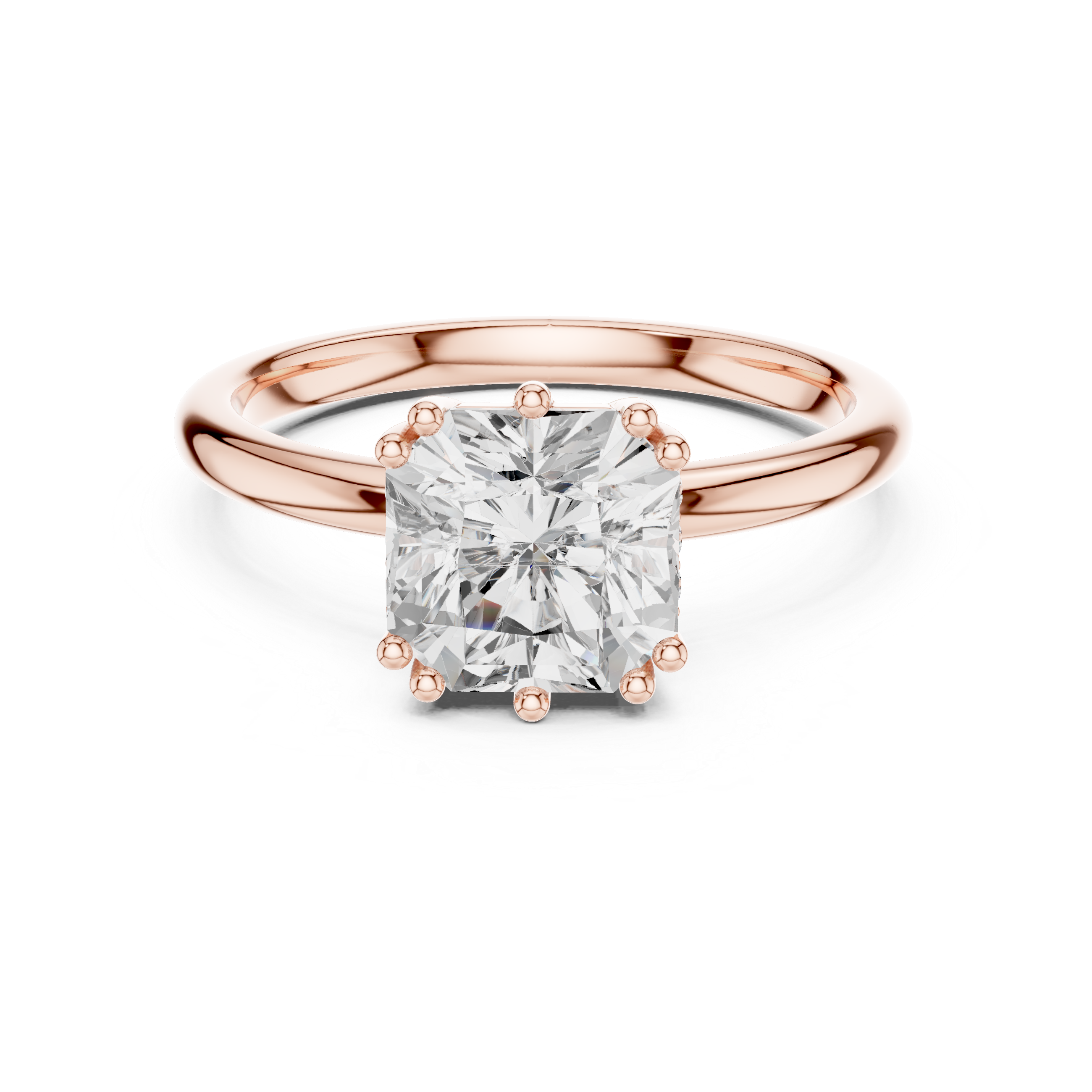 Asscher Cut Diamond Solitaire Engagement Ring Classic Prong Setting