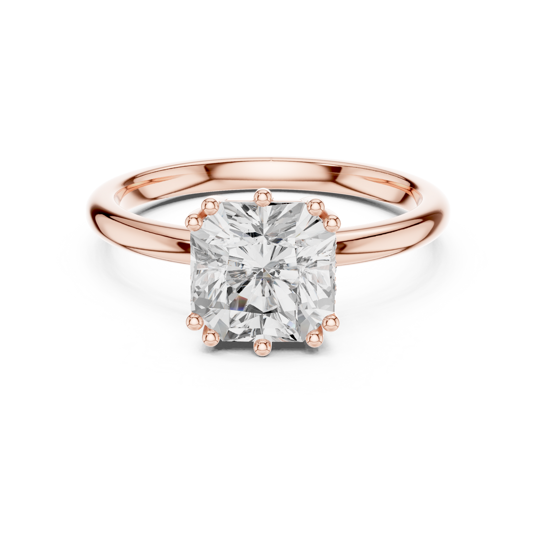 Asscher Cut Diamond Solitaire Engagement Ring Classic Prong Setting