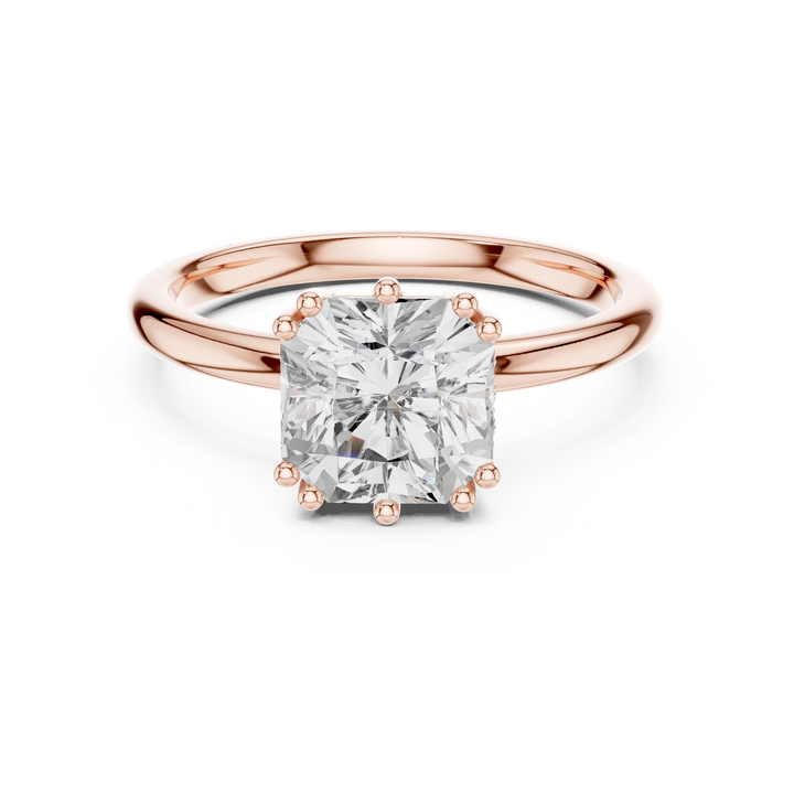 Asscher Cut Diamond Solitaire Engagement Ring Classic Prong Setting