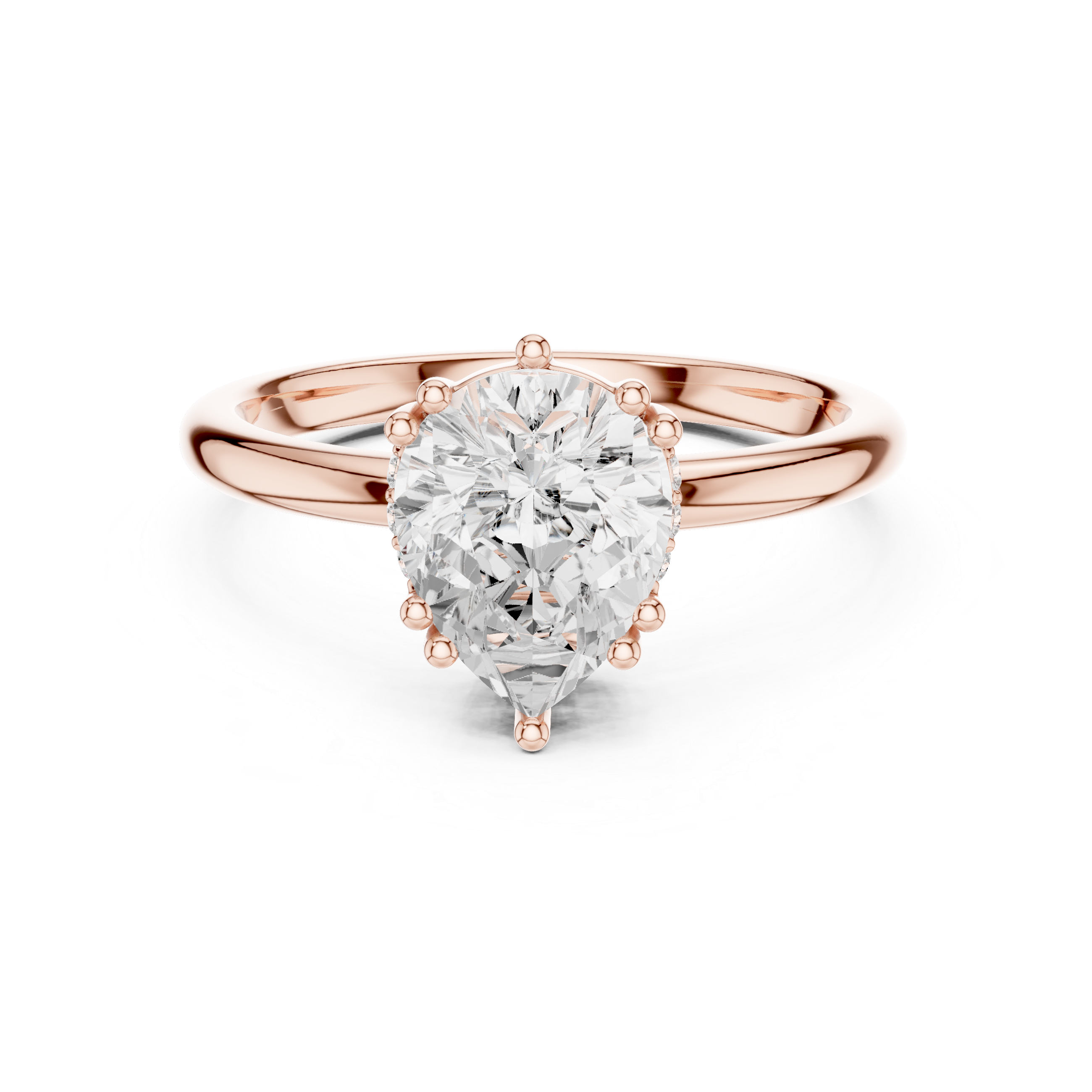 Pear Cut Diamond Solitaire Engagement Ring Classic Prong Setting