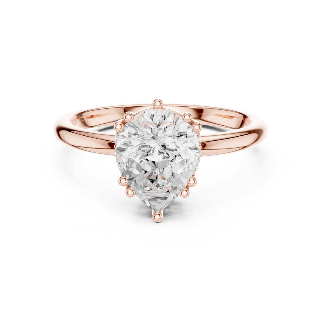 Pear Cut Diamond Solitaire Engagement Ring Classic Prong Setting