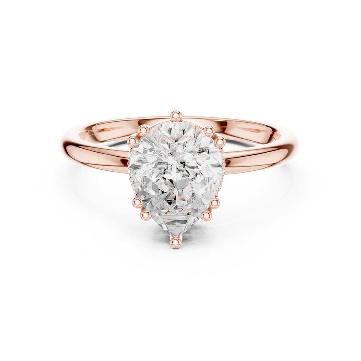Pear Cut Diamond Solitaire Engagement Ring Classic Prong Setting