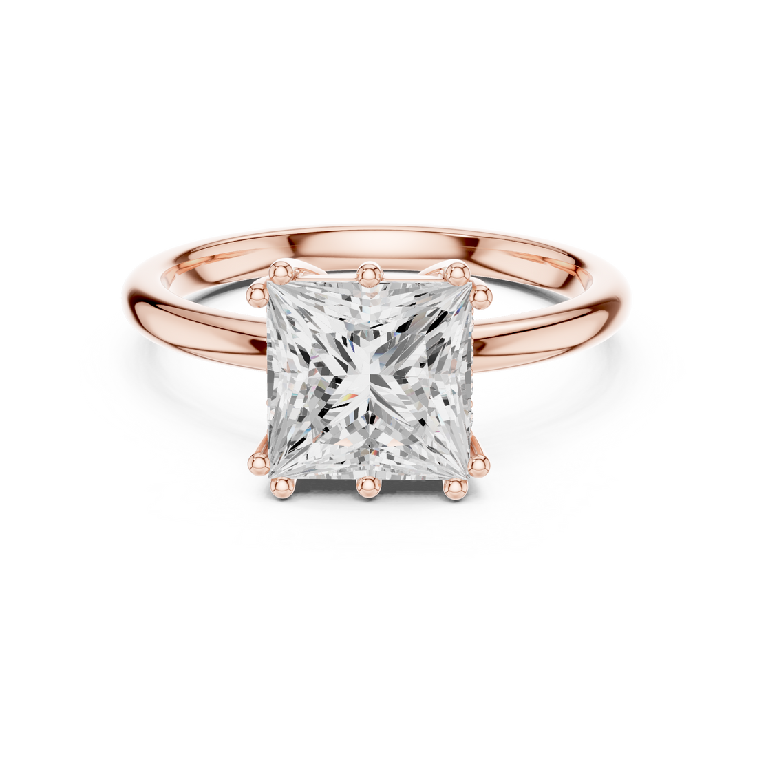 Princess Cut Diamond Engagement Ring with Hidden Halo Detail