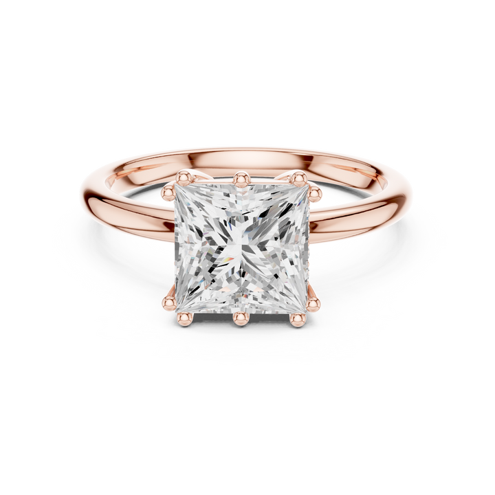 Princess Cut Diamond Engagement Ring with Hidden Halo Detail