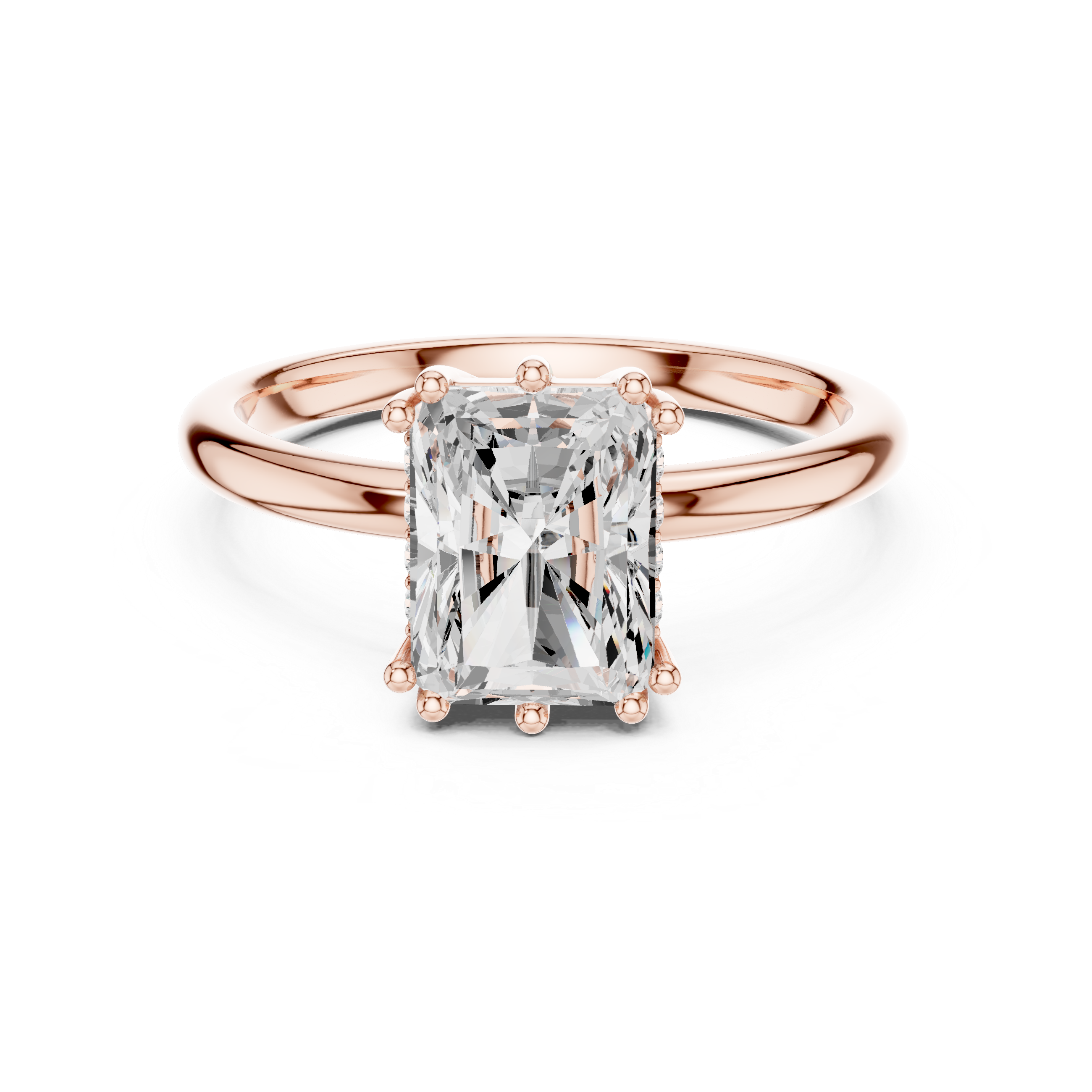 Radiant Cut Diamond Solitaire Engagement Ring Classic Prong Setting