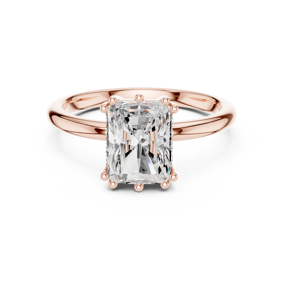 Radiant Cut Diamond Solitaire Engagement Ring Classic Prong Setting