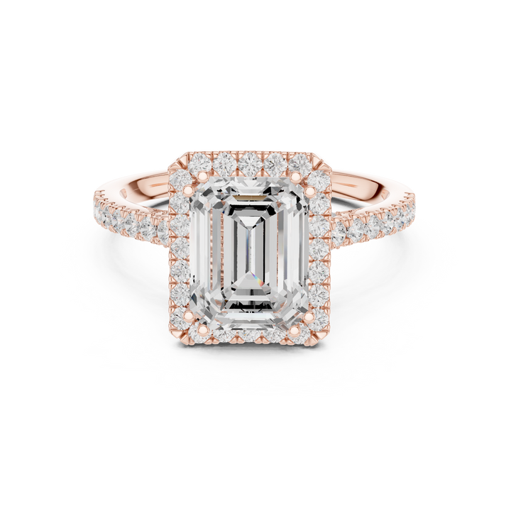 Emerald Cut Diamond Halo Pavé Engagement Ring