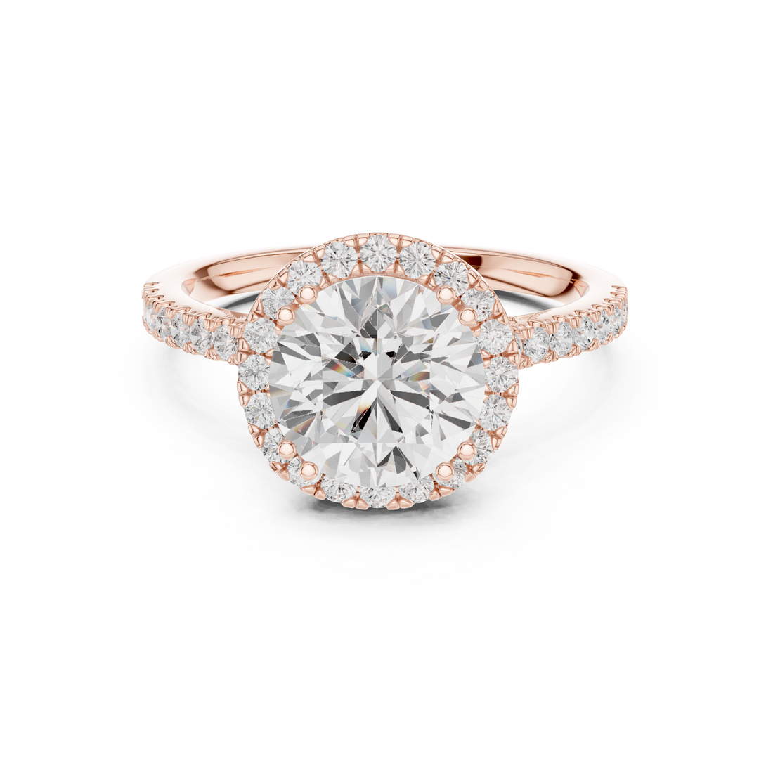 Round Cut Diamond Halo Pavé Engagement Ring