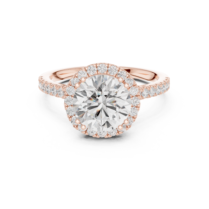Round Cut Diamond Halo Pavé Engagement Ring