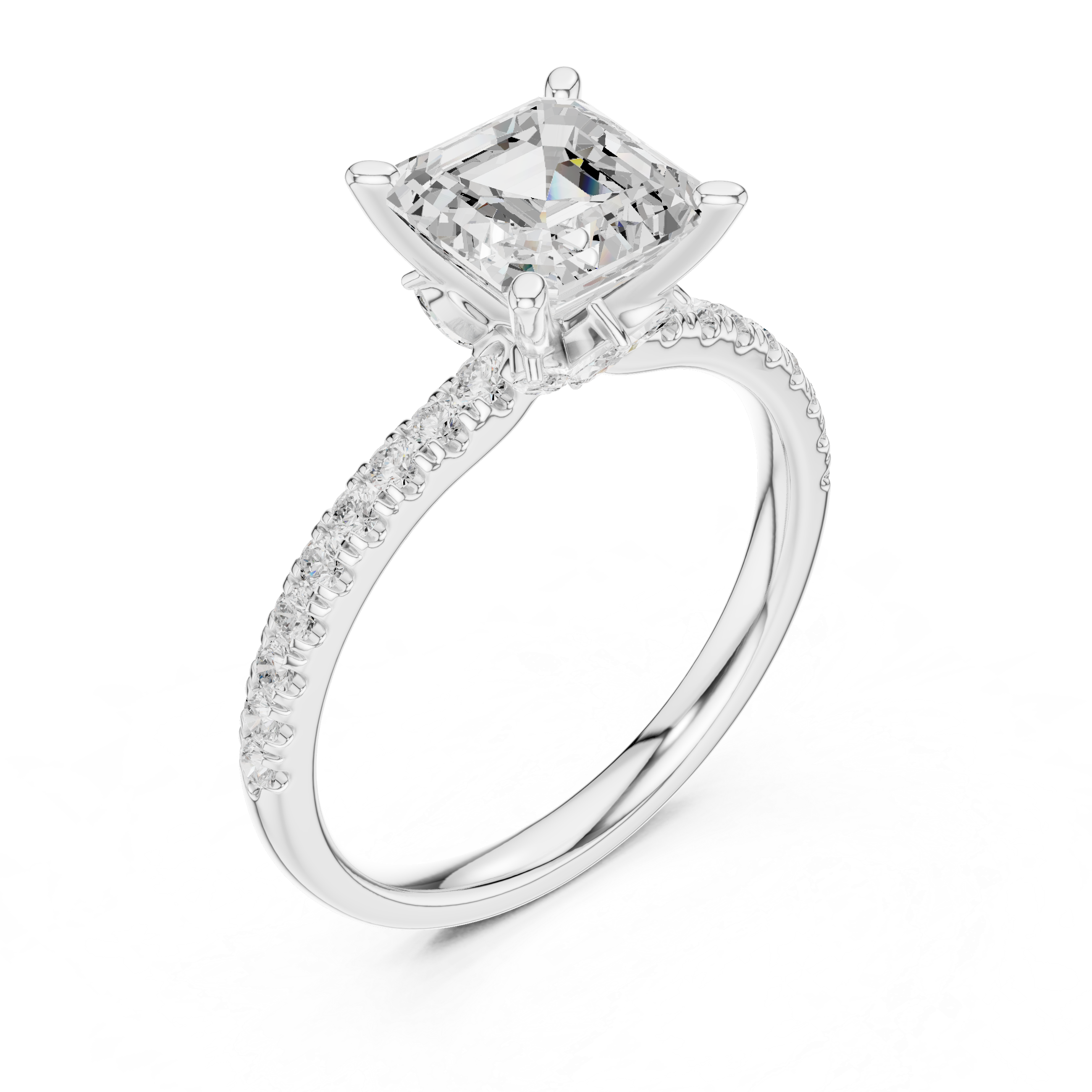 Three stone  with accent diamonds