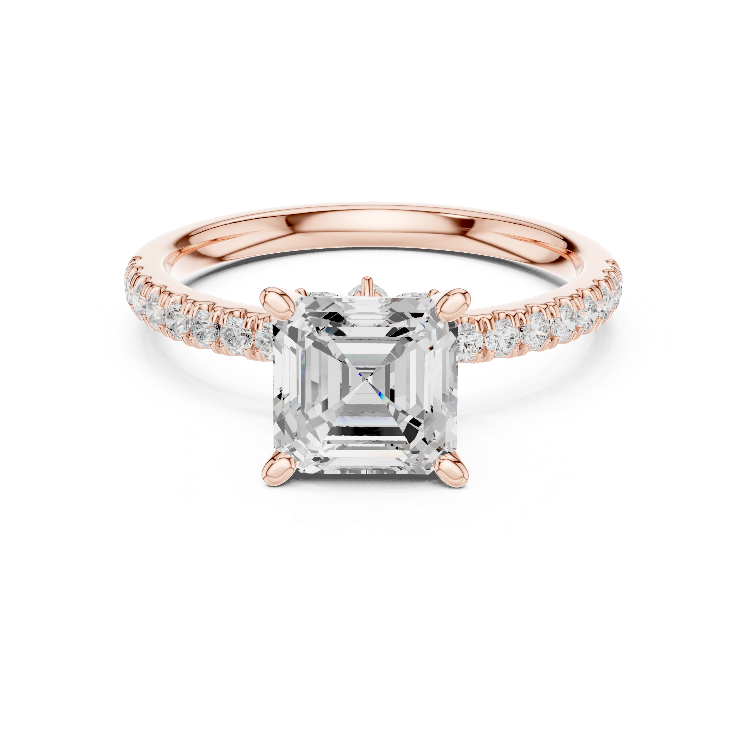 Timeless Asscher Cut Diamond Engagement Ring with Marquise and Round Side Stones accent stones classic look
