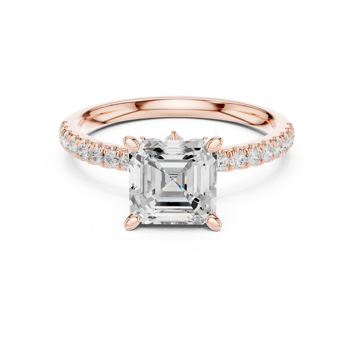 Timeless Asscher Cut Diamond Engagement Ring with Marquise and Round Side Stones accent stones classic look