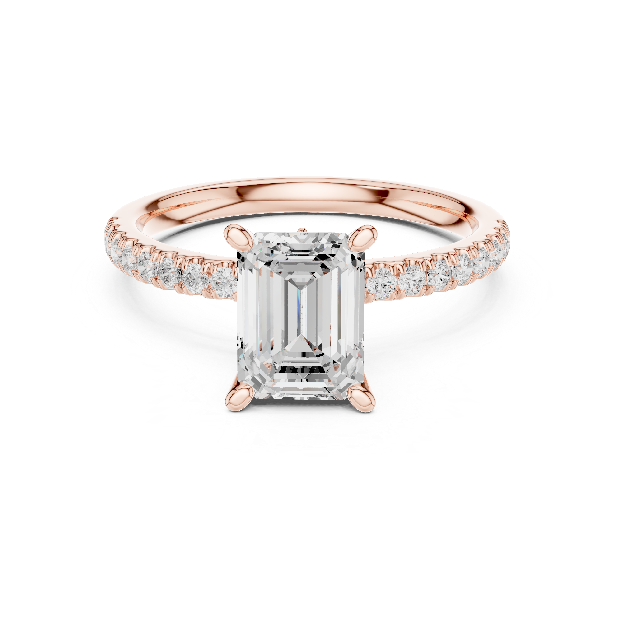 Timeless Emerald Cut Diamond Ring with Marquise and Round Side Stones accent stones classic look