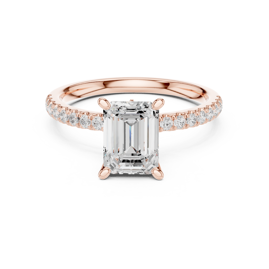 Timeless Emerald Cut Diamond Ring with Marquise and Round Side Stones accent stones classic look