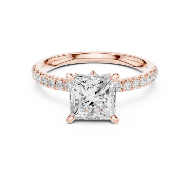 Timeless Princess Cut Diamond Engagement Ring with Marquise and Round Side Stones accent stones classic look