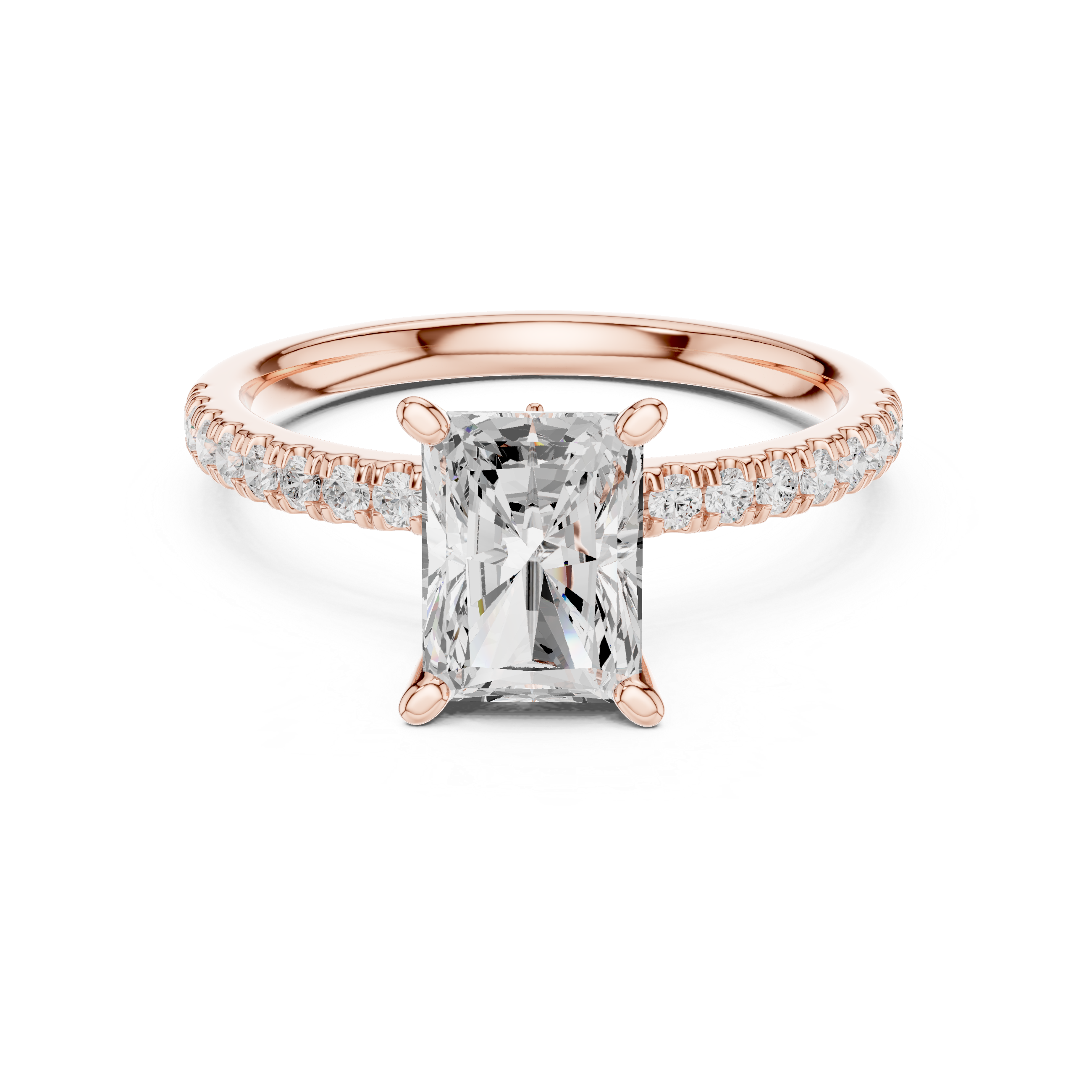 Timeless Radiant Cut Diamond Engagement Ring with Marquise and Round Side Stones accent stones classic look