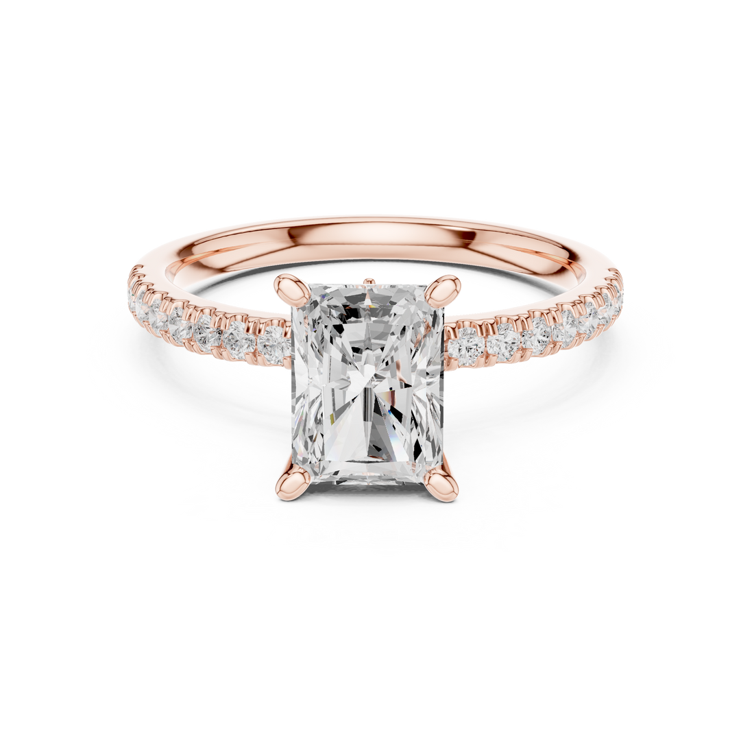 Timeless Radiant Cut Diamond Engagement Ring with Marquise and Round Side Stones accent stones classic look