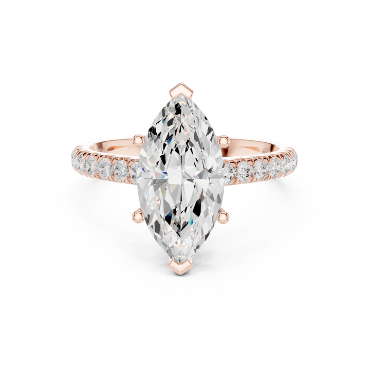 Marquise Cut Diamond Pavé Band Engagement Ring