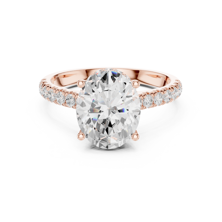 Oval Cut Diamond Solitaire Ring with Pavé Side Stones