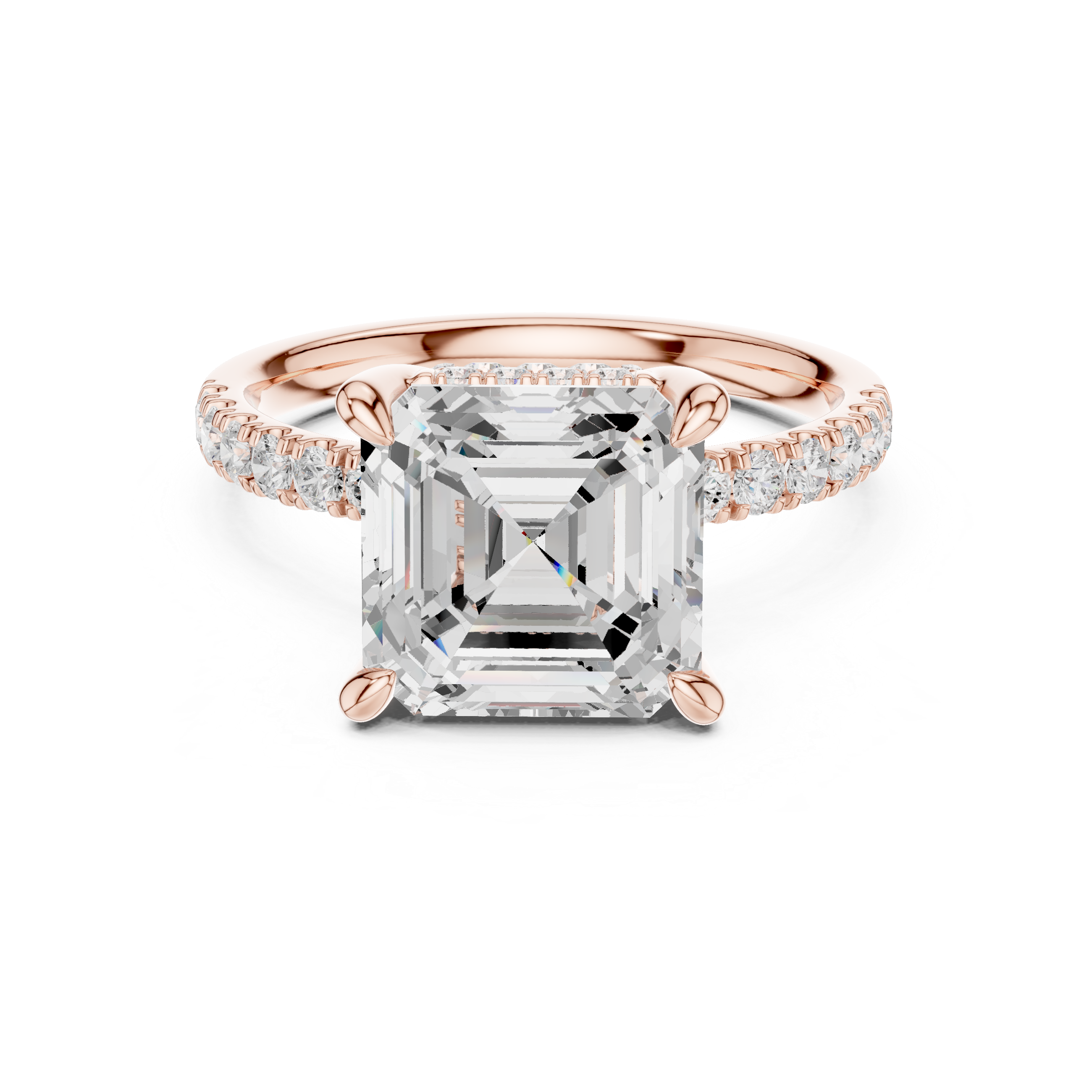 Asscher Cut Diamond Side Stone Engagement Ring Classic Elegance