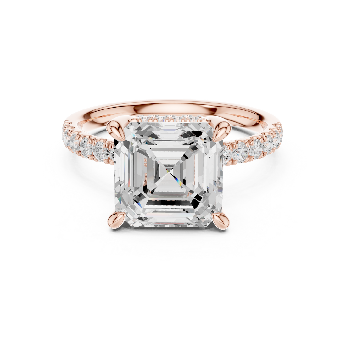 Asscher Cut Diamond Side Stone Engagement Ring Classic Elegance