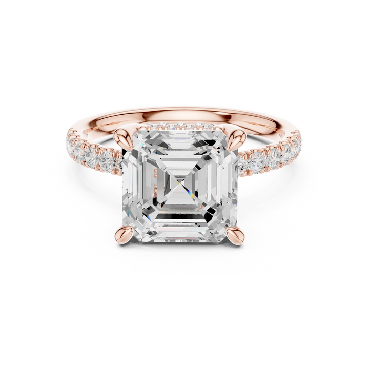 Asscher Cut Diamond Side Stone Engagement Ring Classic Elegance