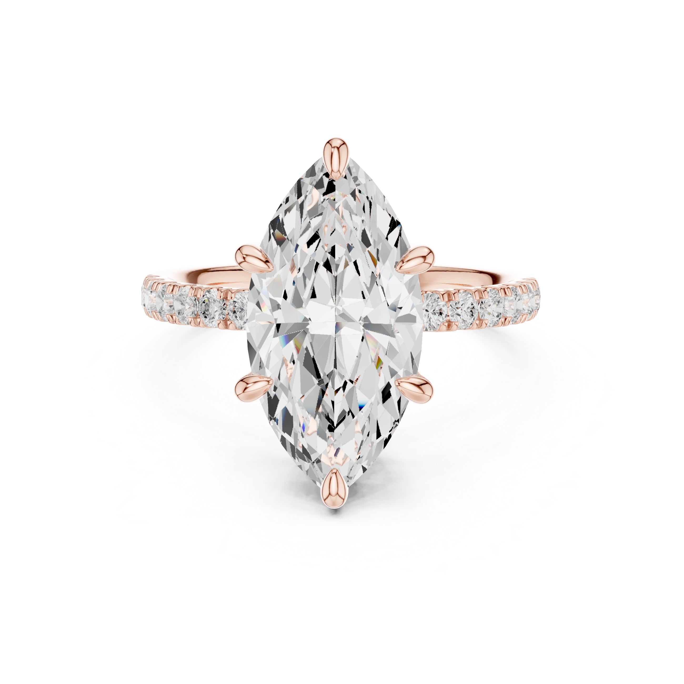 Marquise Cut Diamond Side Stone Engagement Ring Classic Elegance