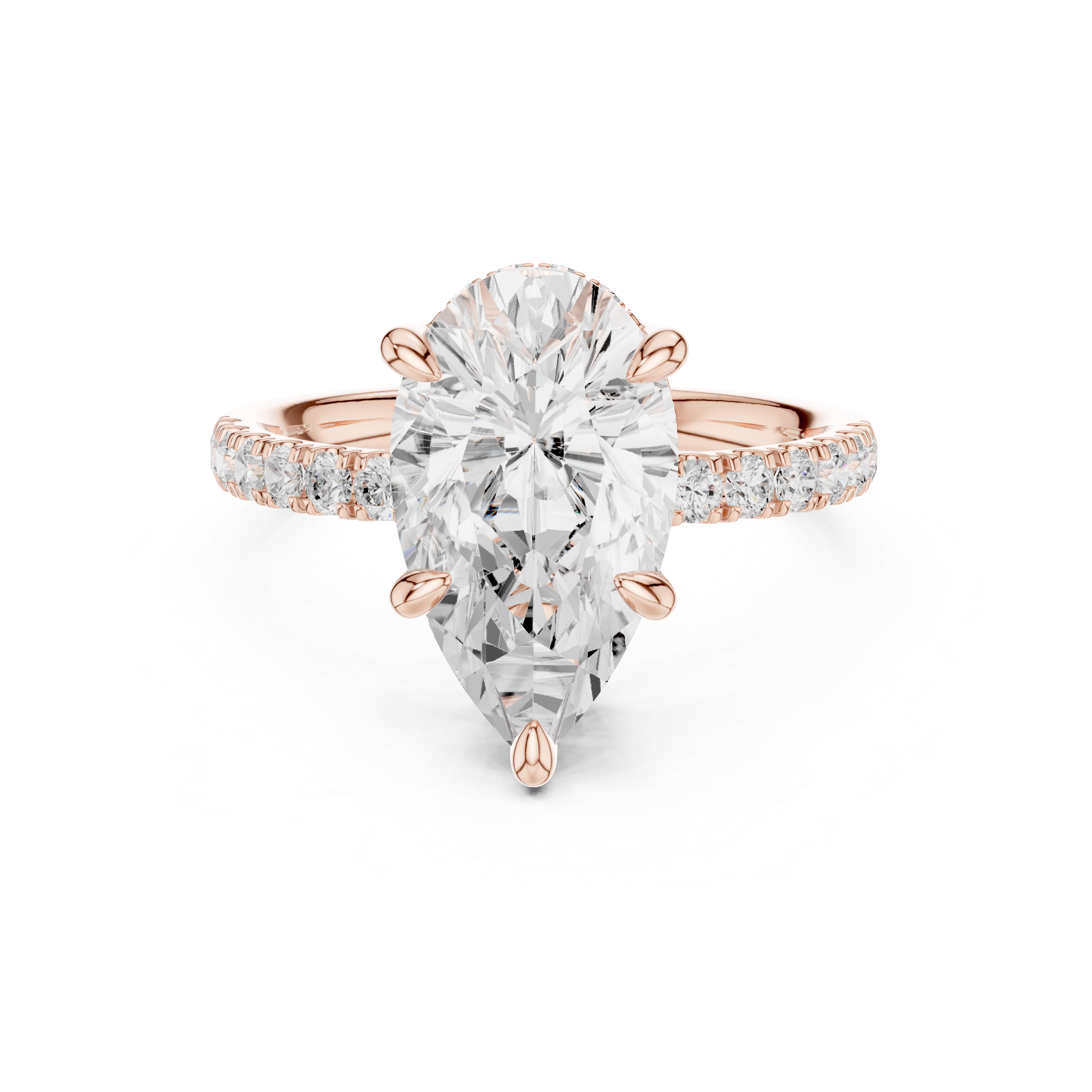 Pear Cut Diamond Engagement Ring with Pavé Side Stones Timeless Elegance