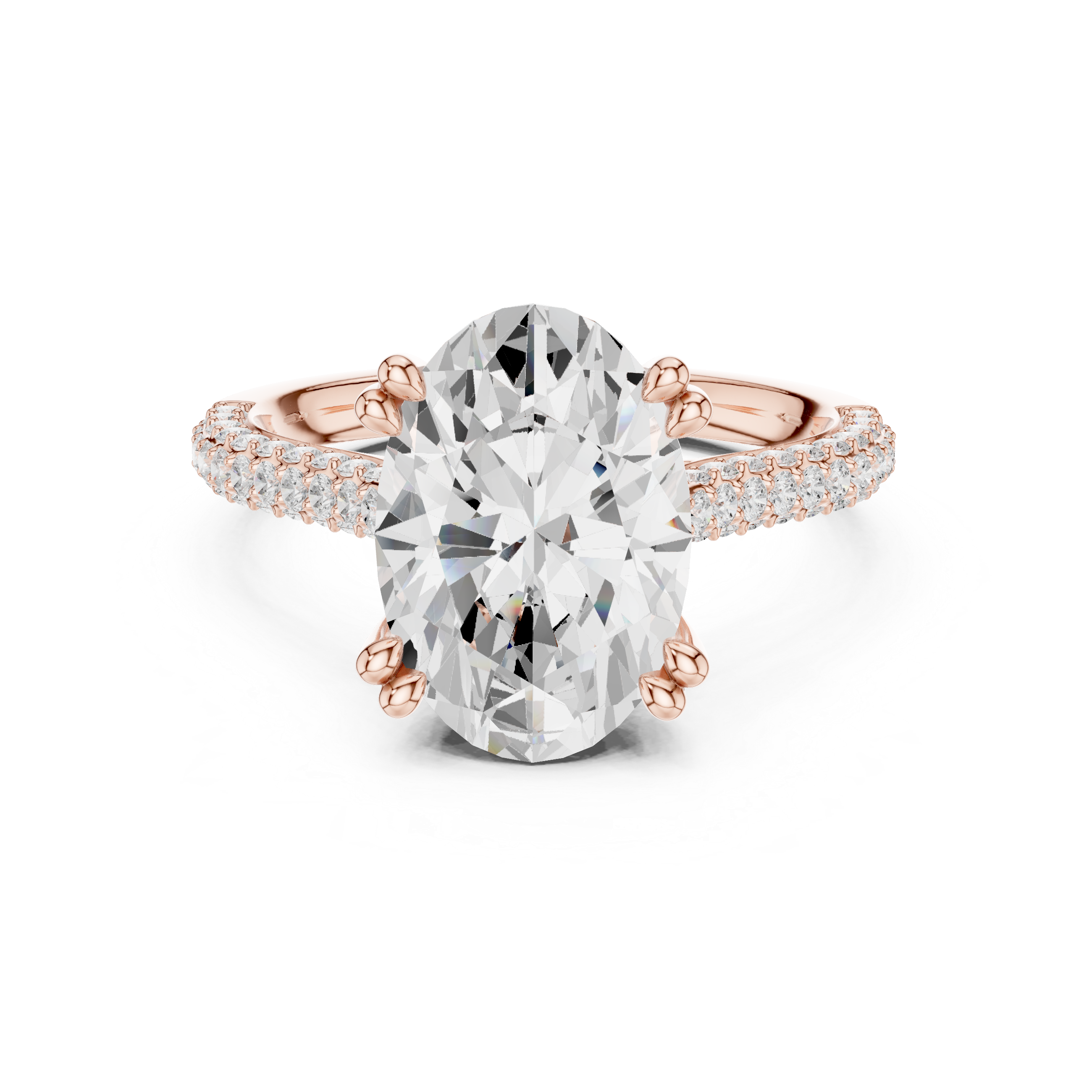 Oval Cut Diamond Engagement Ring with Double Pavé Band Timeless Elegance