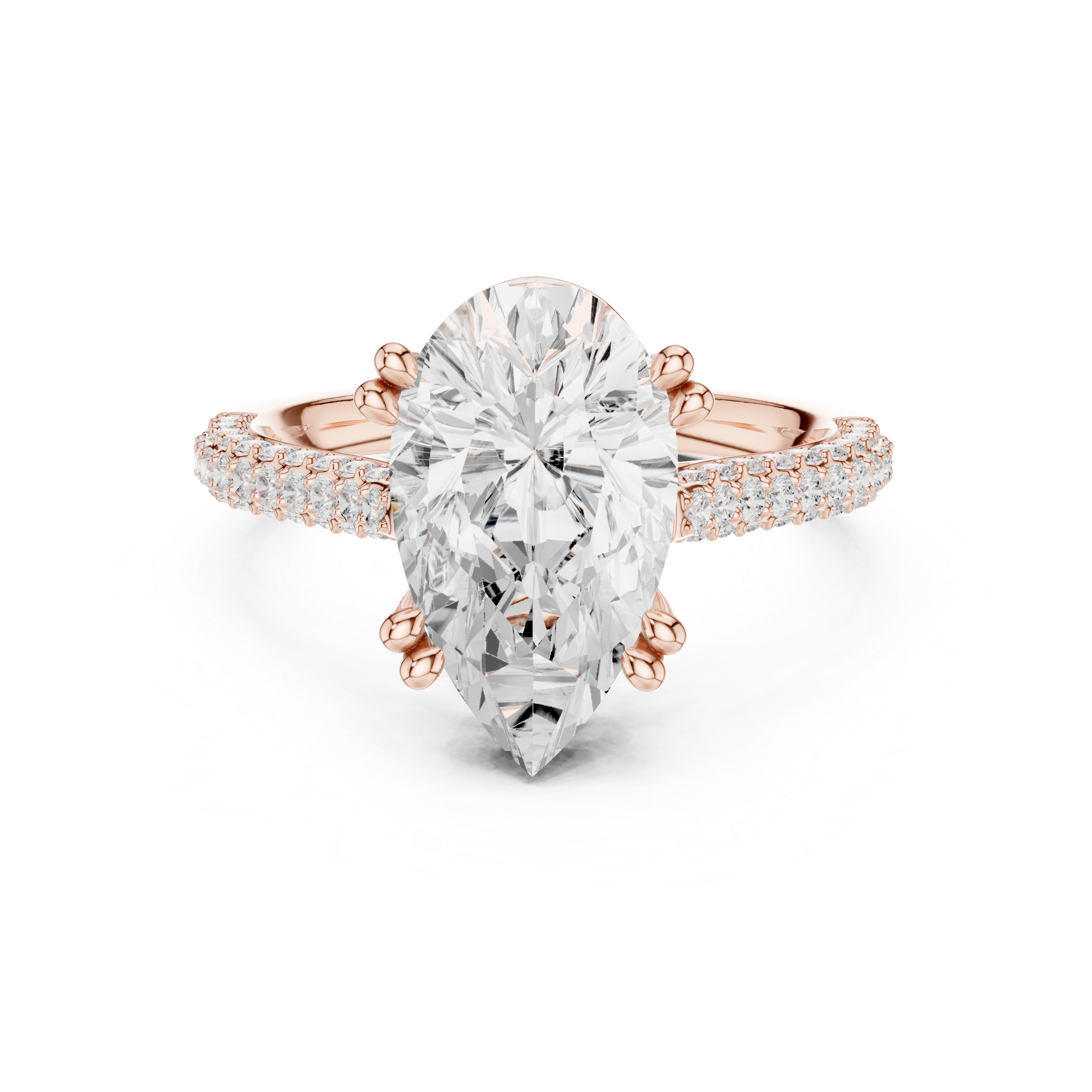 Pear Cut Diamond Pavé Engagement Ring with Classic Solitaire Design
