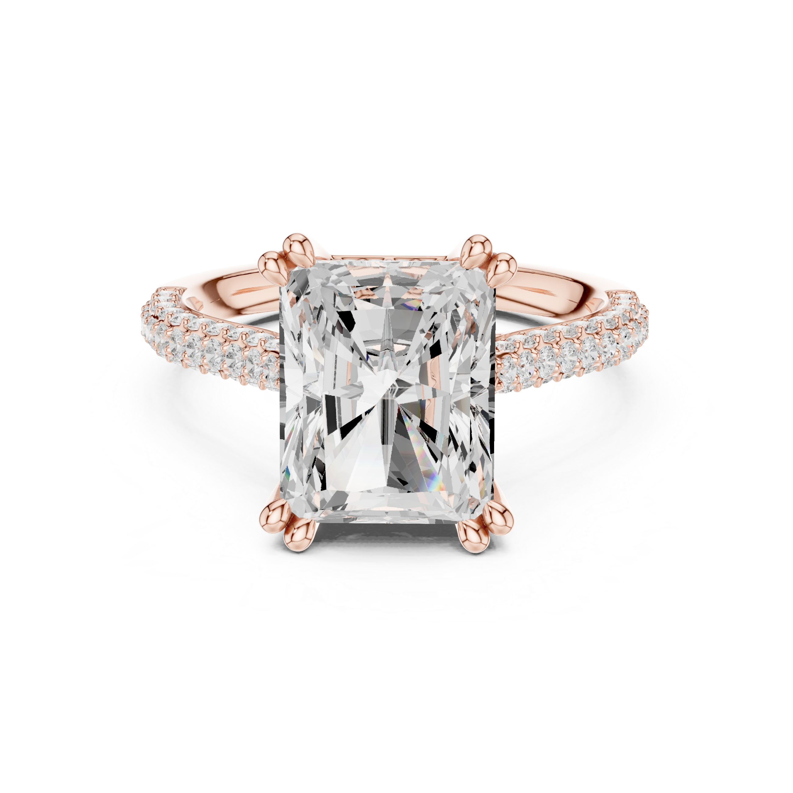 Radiant Cut Diamond Side Stone Engagement Ring Classic Elegance