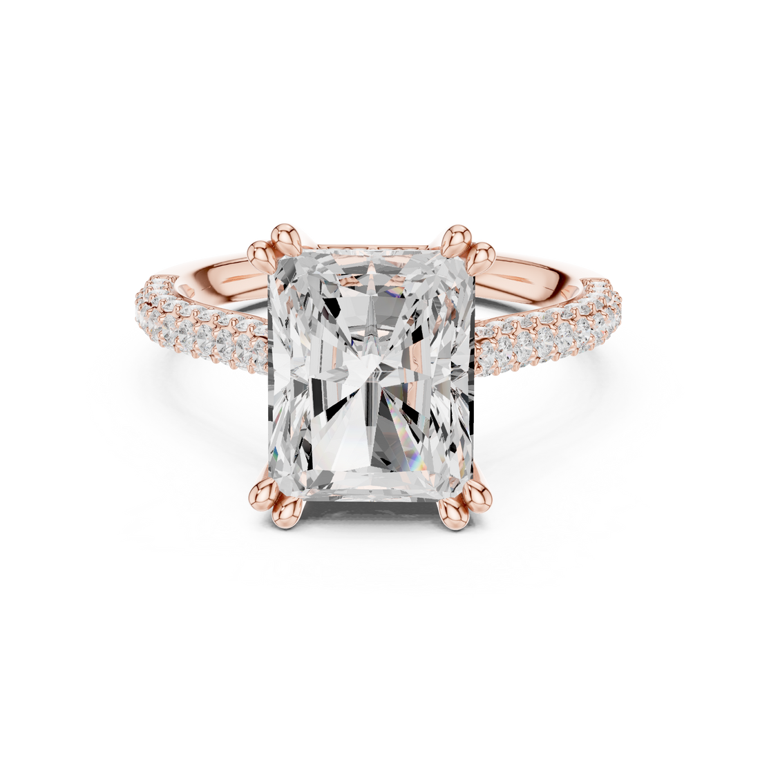 Radiant Cut Diamond Side Stone Engagement Ring Classic Elegance