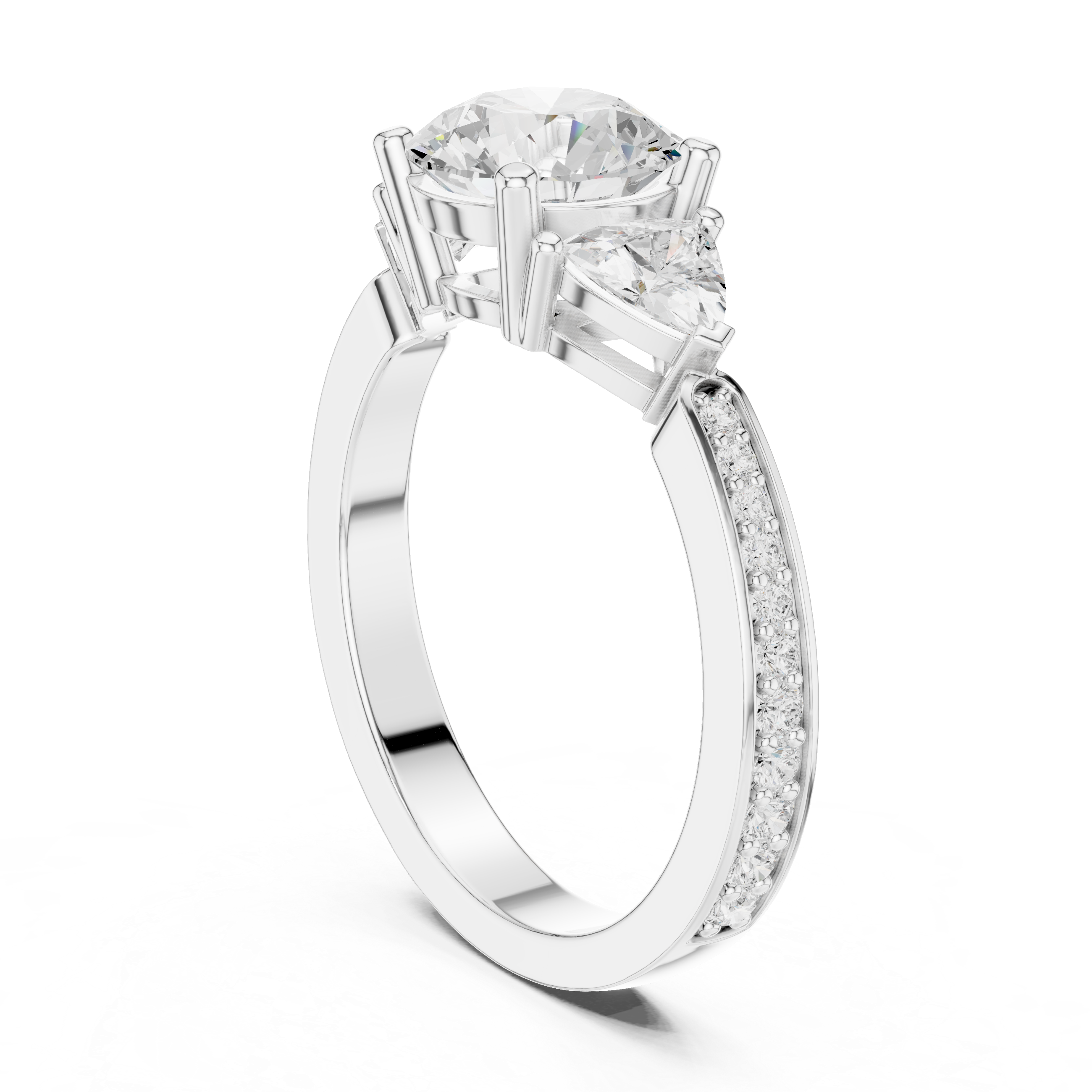 Halo engagement ring with brilliant diamond border.