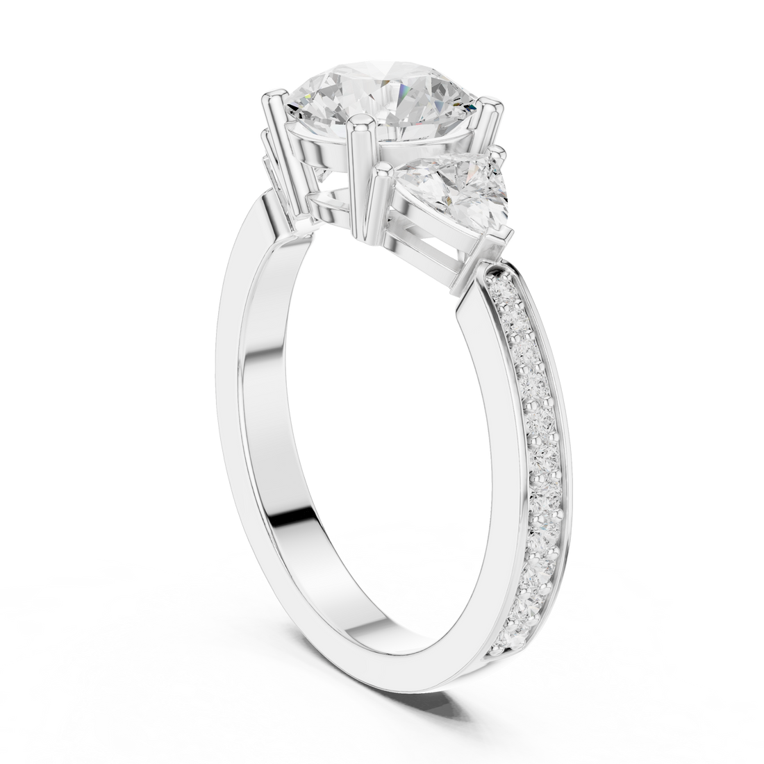 Halo engagement ring with brilliant diamond border.