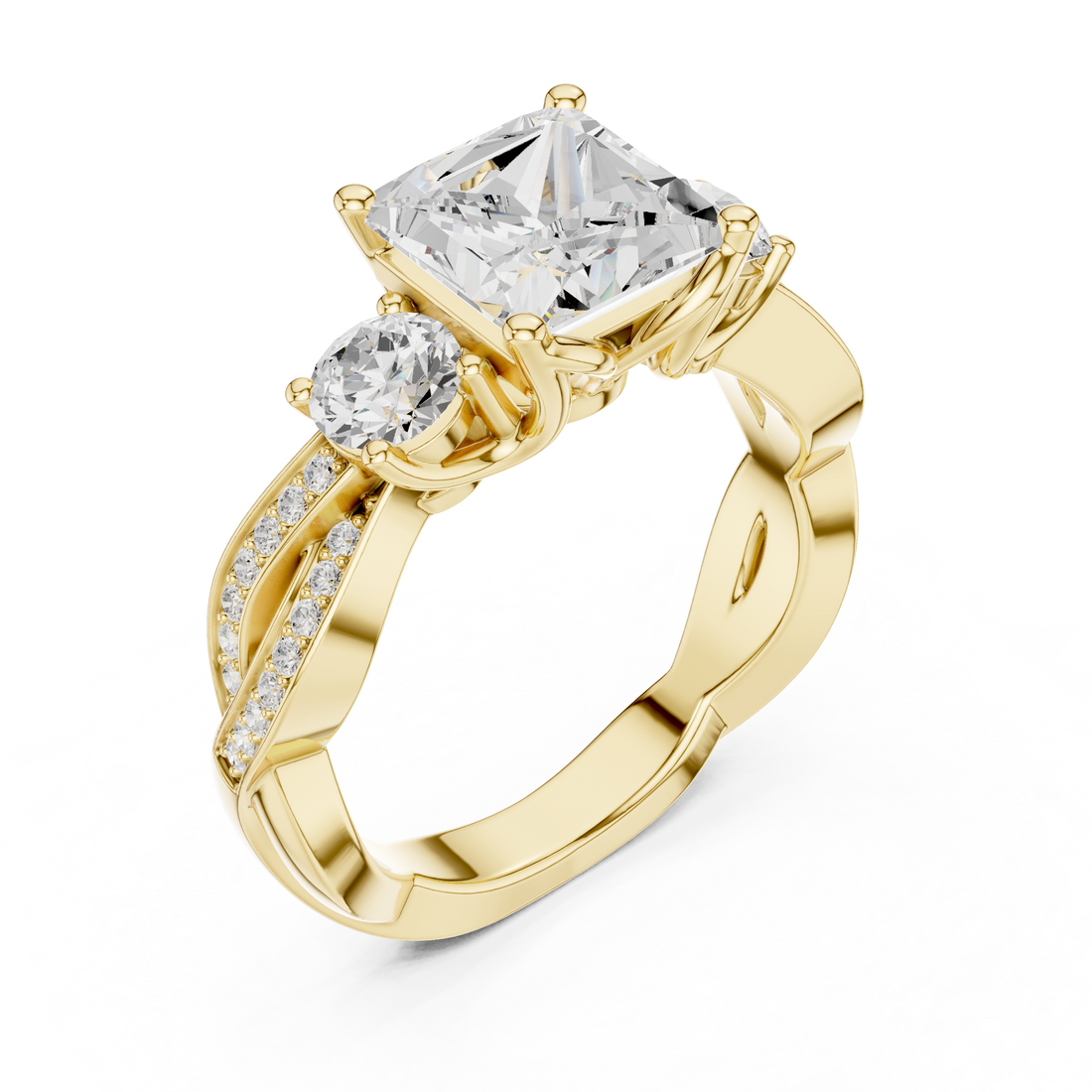 Floral ring with petal-shaped detailing.