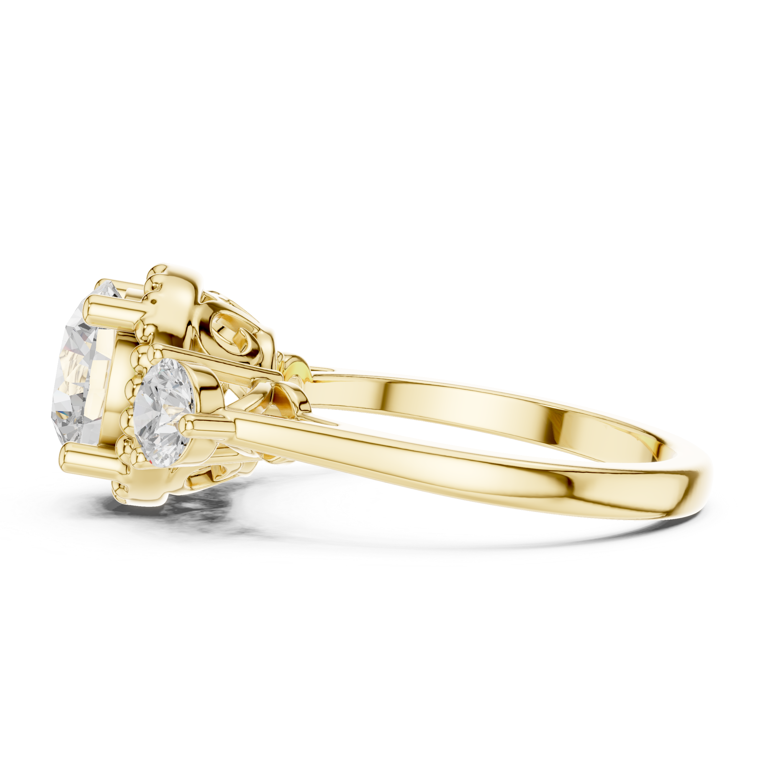 Men's gold wedding band with brushed finish.