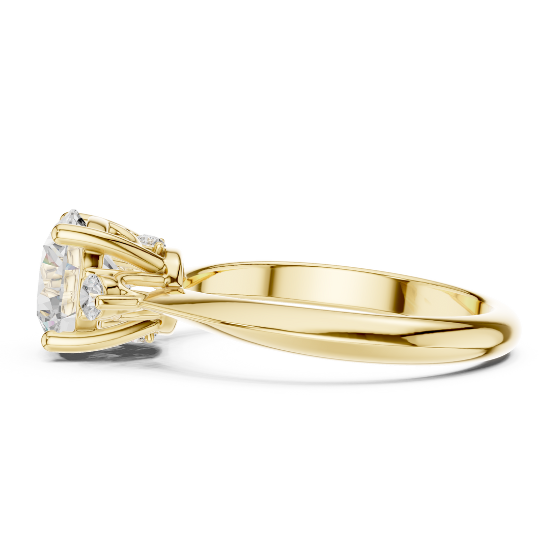 Halo cocktail ring with bold center stone.