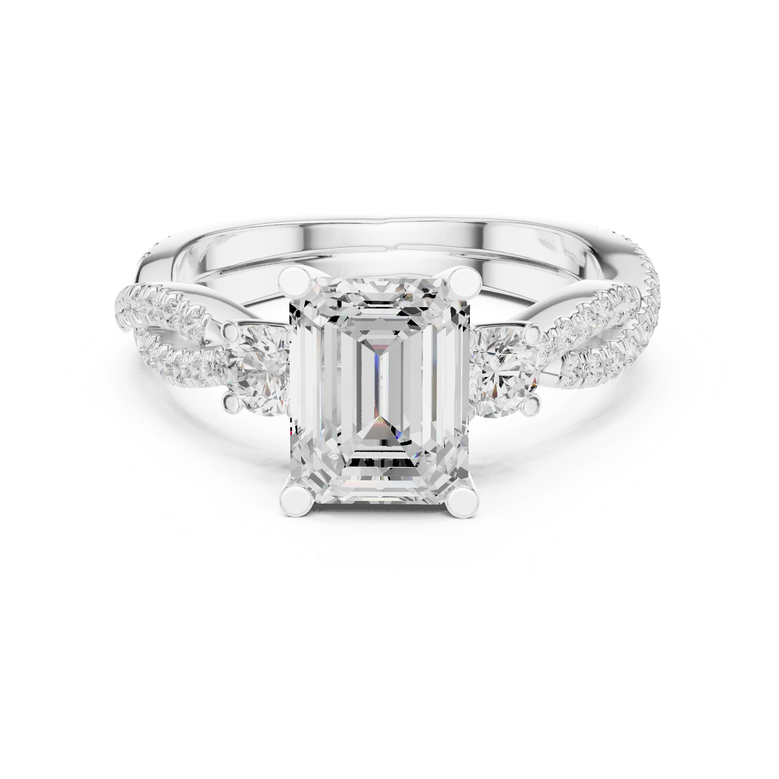 Celebration ring with gemstone center.