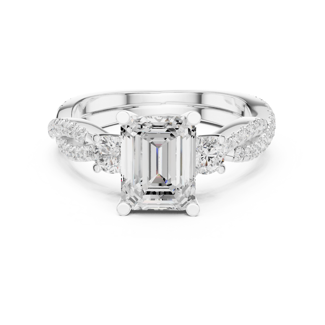 Celebration ring with gemstone center.