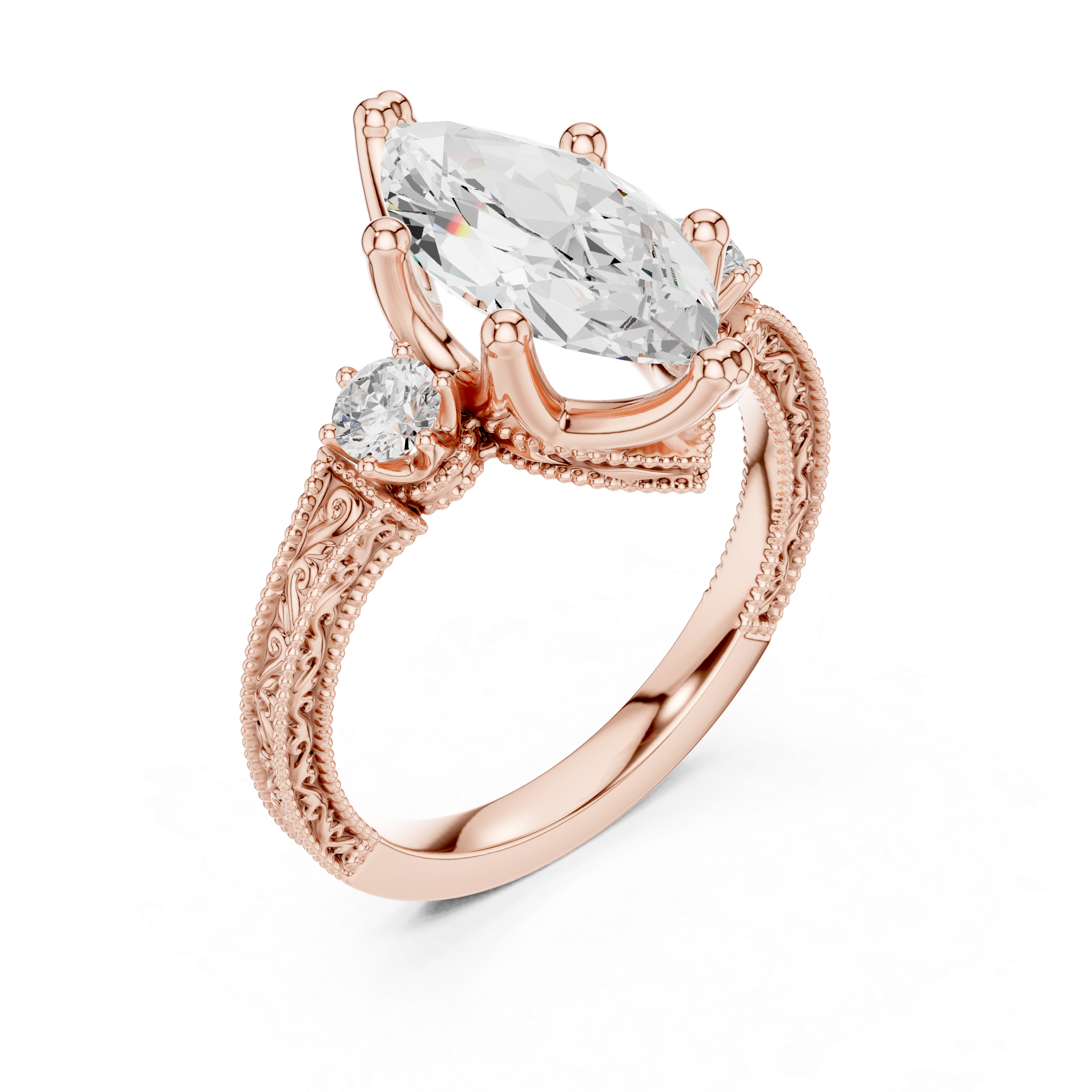 Celebration ring with gemstone center.