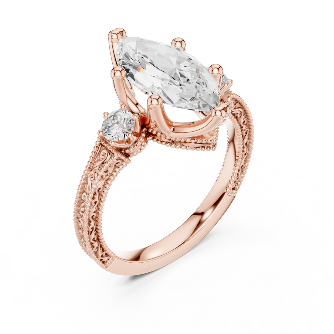 Celebration ring with gemstone center.