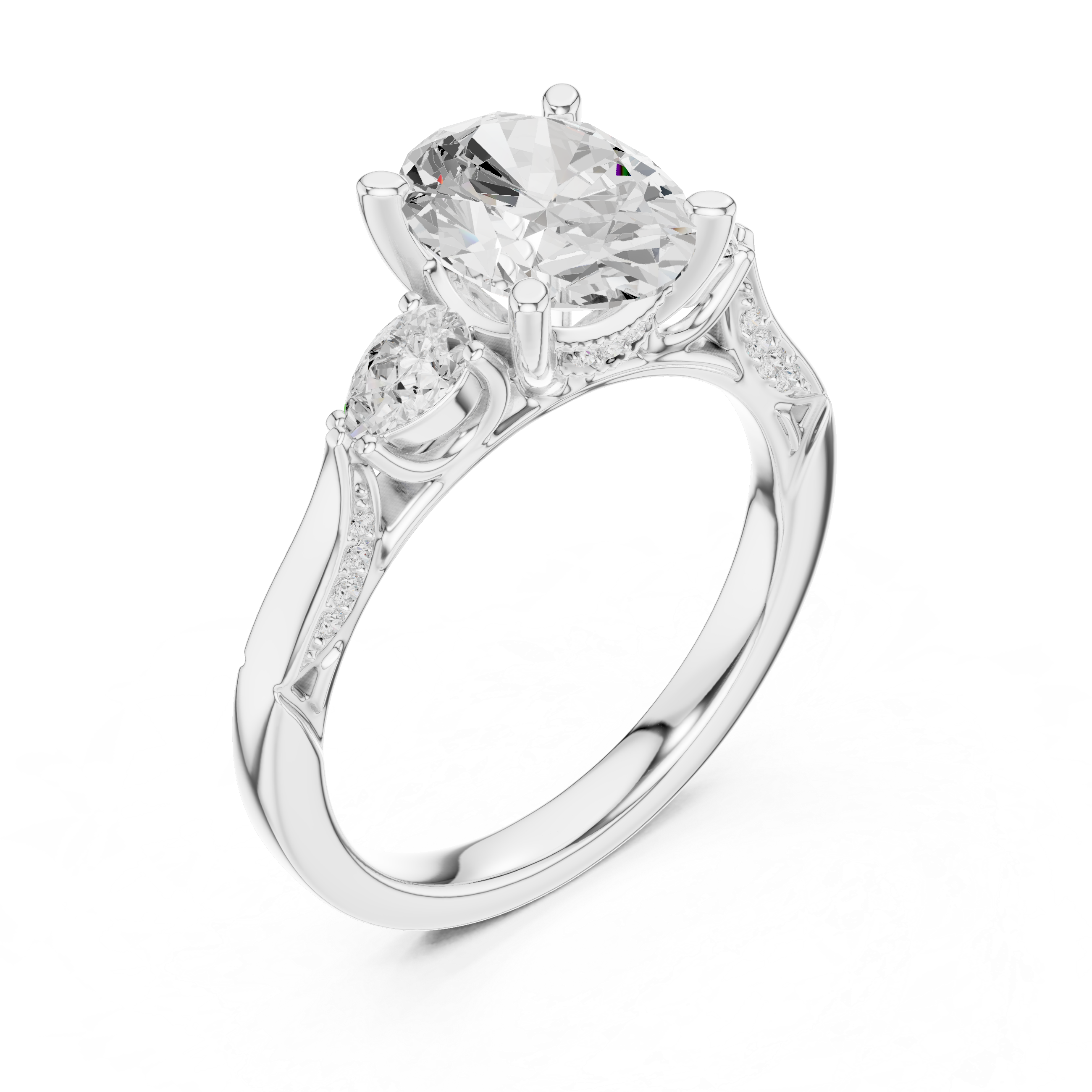Three stone  with accent diamonds
