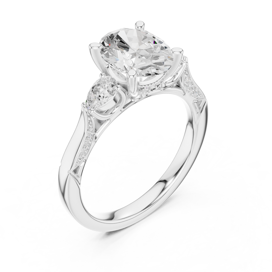 Three stone  with accent diamonds